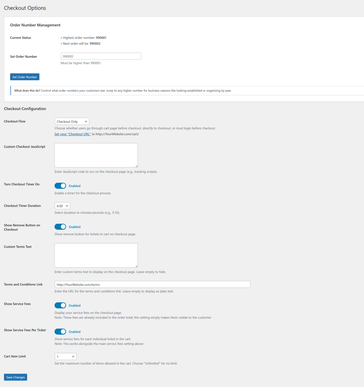 ticketWP Checkout Settings