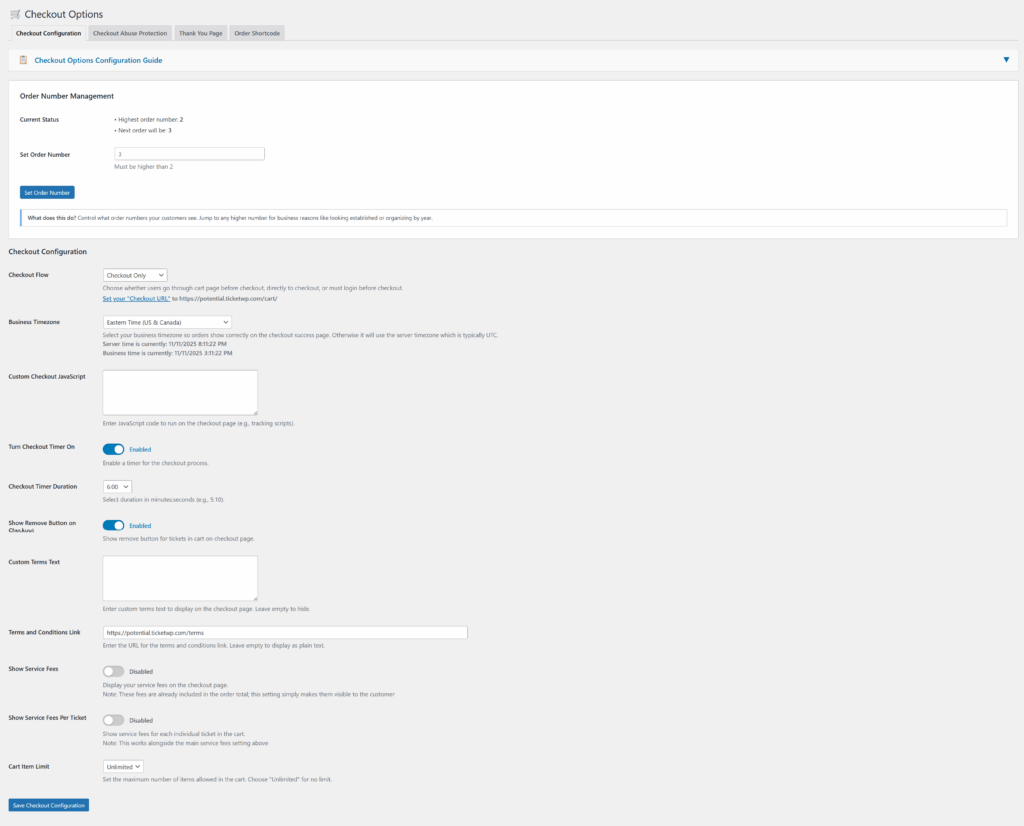 ticketWP Checkout Options