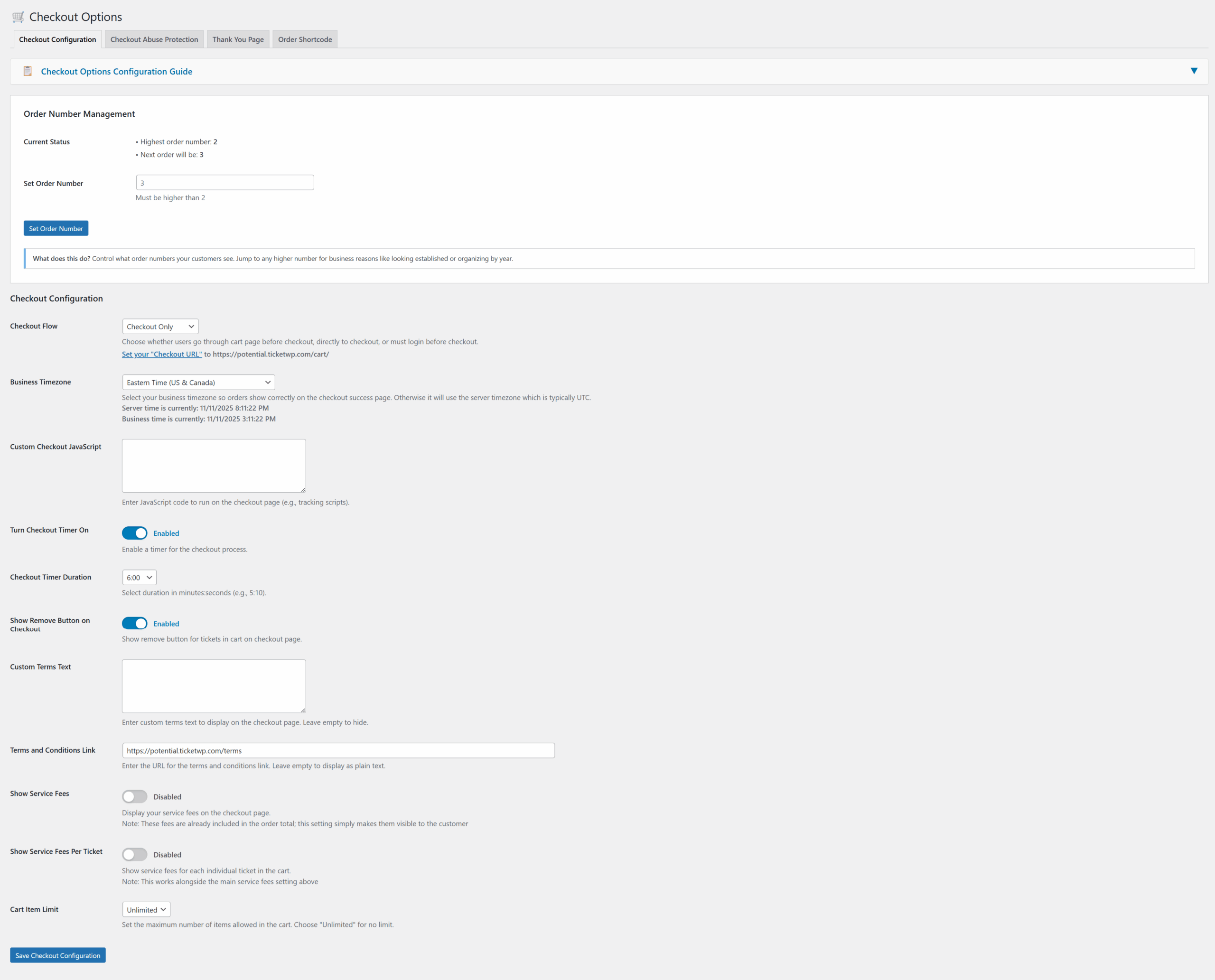 ticketWP Checkout Options
