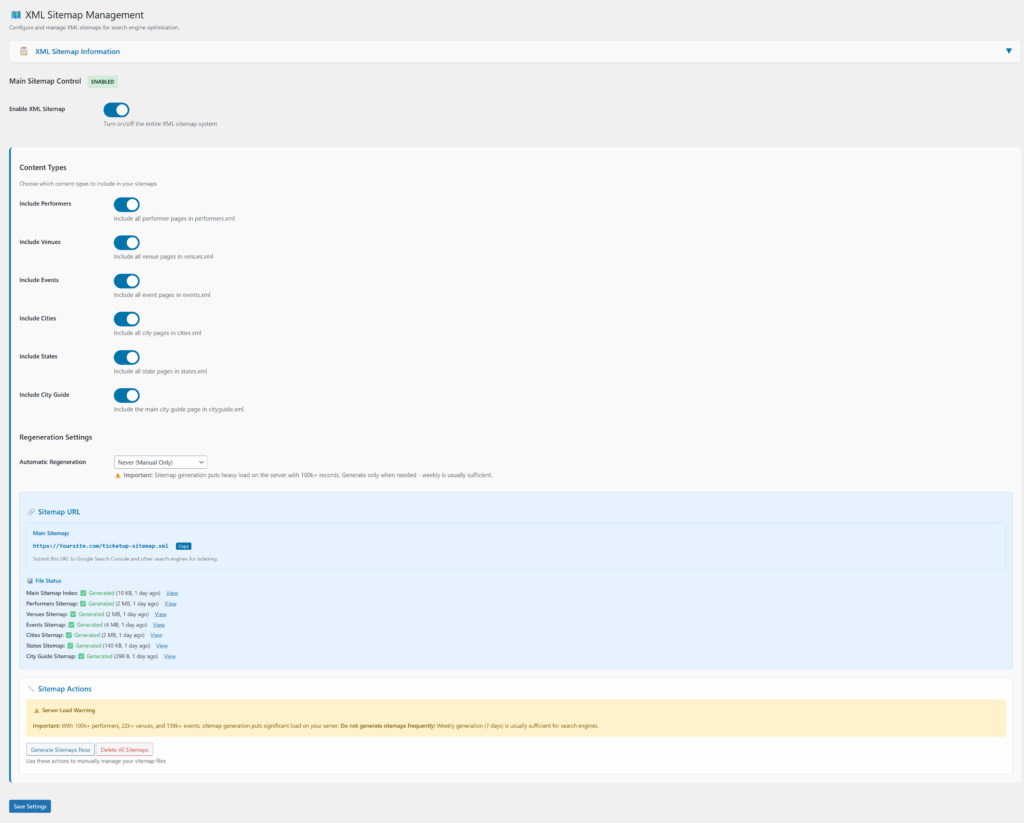 ticketWP XML Sitemaps
